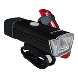 Kit Farol Bike Led Recarregável Potente Dianteiro + Traseiro