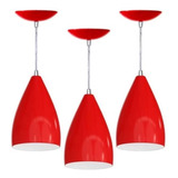 Kit 3 Luminárias Vegas Vermelho E Branco Decoração Casa Cor Vermelho/branco 110v/220v