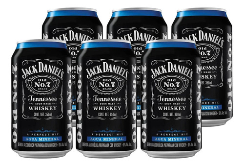 Pack De 6 Latas Bebida Jack Daniel`s Mineral 350ml