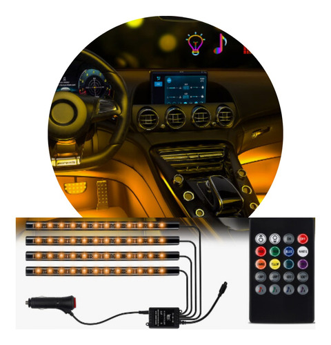 Led Interno Rgb Automotivo Tuning Neon 7 Cores Com Controle