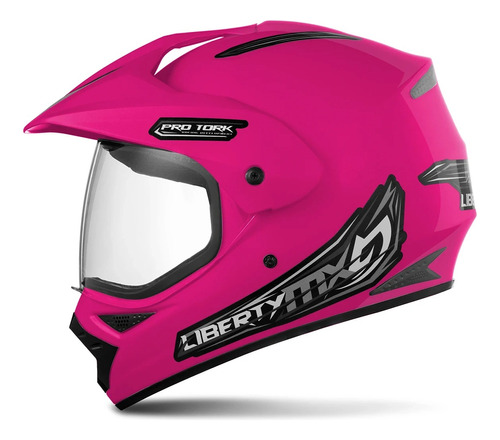 Casco Cross Liberty Mx Pro Vision Rosa T-m Moto Avenida