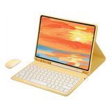 Capa Para iPad Pro12.9 Com Teclado E Mouse De Teclas Redonda Cor Tartrazine Round Keycap Teclado Mouse
