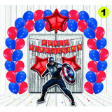 Personaje Capitan America 120m Kit Globos Estrellas Cortinas