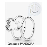 Conj 2 Anillos Mic Min Compatible Marca Pandora,plata+bolsa