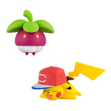 Bonecos Pokémon Pikachu C/ Boné + Bounsweet 2p Tomy Original