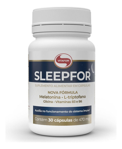 Sleepfor L-triptofano Glicina B3 E B6 470mg Vitafor 30 Cáps Sabor Without Flavor