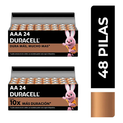 Duracell Pack Pilas Aa\u002Faaa Alcalinas De L. Dur. 1.5v 48 Pzas | MercadoLibre