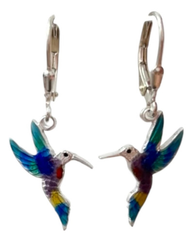 Aros Plata 925 Argolla Colibrí Picaflor Ave Regalo Mujer