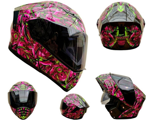 Casco Para Motociclista Mujer Estelar Titan Rosa Negro Fz Ns
