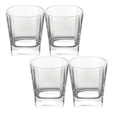 4 Copo Quadrado Em Vidro 250ml Bar Whisky Caipirinha