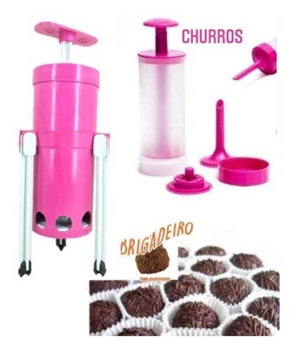 Kit Máquinas Manual Brigadeiro, Beijinho + Churros 2 Bicos 