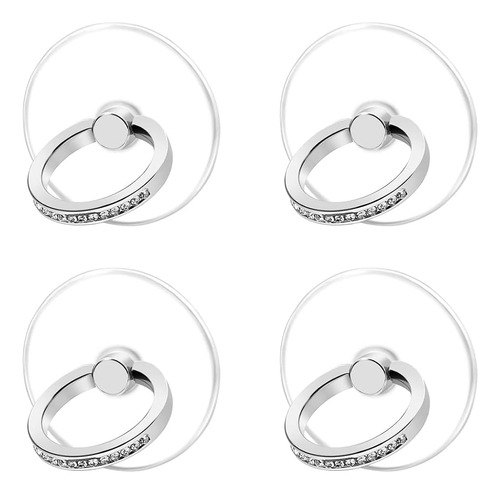 4 Anillos Para Celular - Plateados/brillos