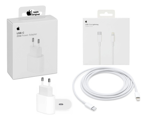 Cargador Rapido 20w Originales Usb C + Cable 2m Para iPhone