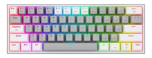 Teclado Gamer Redragon Fizz K616 Rgb 60% Gris Blanco Sp