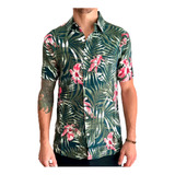 Camisa Efecto Uno Lifestyle Hombre Aloha Verde-floreado Blw