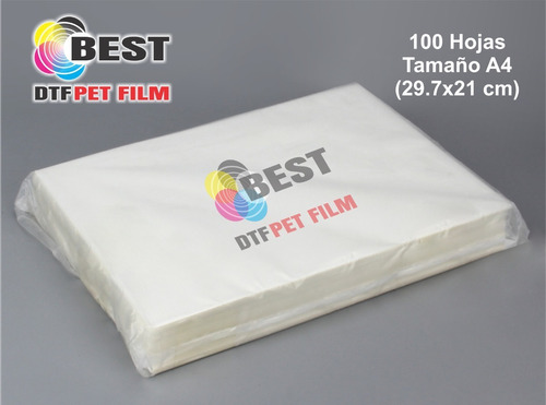 100 Hojas Pet Film + 2 Hojas Pet Glitter Dtf Best 30x21 Cm