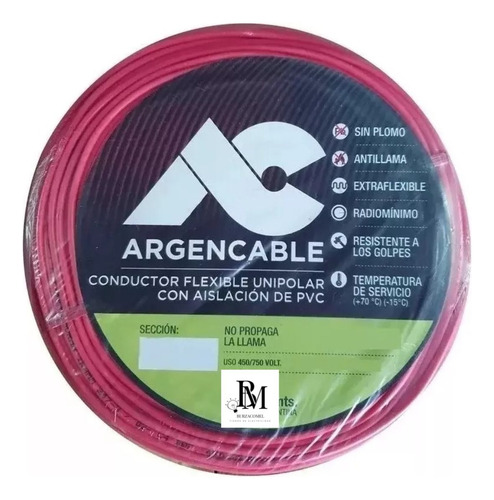 Cable Unipolar Argencable 1.5mm Rollo X 10 Mts Nm247-3