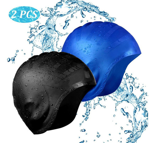 Gorro Natación Unisex Silicona Piscina Baño Impermeable 2pcs