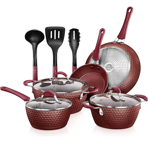 Set De Cocina Nutrichef Cacerola, Ollas, De Cerámica, Morado