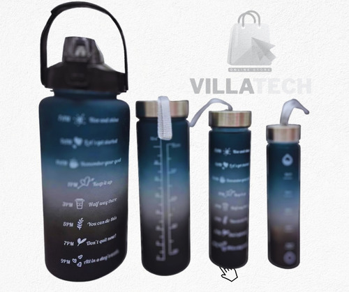 Botellas Deportiva X 4 Unidades Motivacional Camping Niños