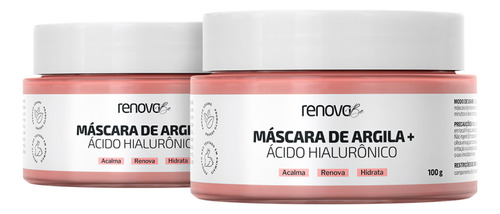 Kit 2 Máscara Facial Argila Rosa Antiacne Skincare Renova Be