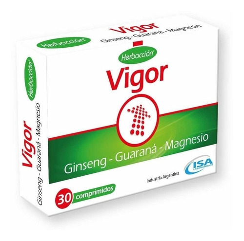 Herbacción Suplemento Vigor Ginseng Guaraná Magnesio 30c Sabor Sin Sabor