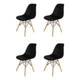 Silla De Comedor Eames Nordico Flia Hdc Group, X4 Unidades Color Negro