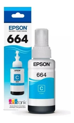 Tinta Epson Original L200 L375 L355 T6641 T664 Cyan 70ml