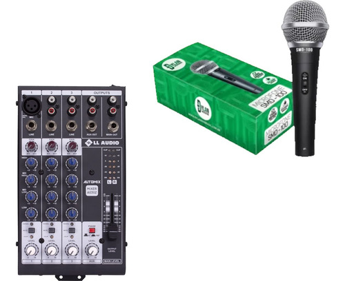 Mesa A0302 3 Canais Som 12v Automix + 1 Mic. Dylan Smd-100