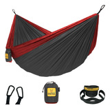 Hamaca De Camping Wise Owl Outfitters, Carbón/rojo, Talle M