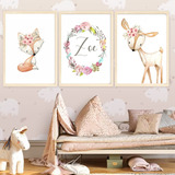 Set X3 Cuadros Boho Chic Personalizado Nacimiento 30x40 