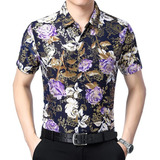 Camisa De Manga Corta De Moda Con Estampado De Flores Brilla