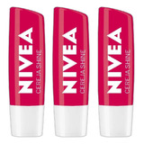 Kit 03 Hidratante Labial Lip Care Nivea Cereja Shine 4,8g