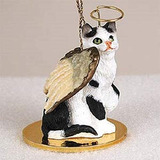 Blanco Y Negro Atigrado Gato Angel Miniatura Navidad Or...