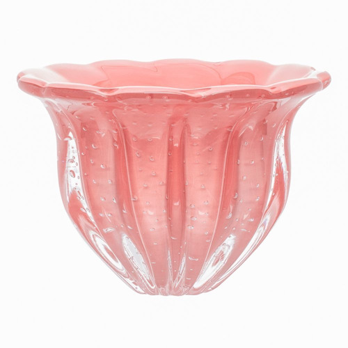 Vaso/ Centro De Mesa Em Cristal Murano Rosa Candy