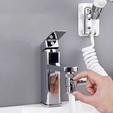 Grifo Ducha De Mano Lavabo Ajustable Mano Ducha Baño Acabado Cromo Color Plata