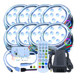 08 Refletor Led 9w Rgb Piscina Inteligente Wifi Fonte + Adap