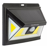 Reflector Led Solar Pared 5w Macroled C/ Sensor Movimiento Carcasa Negro Luz Blanco Frío