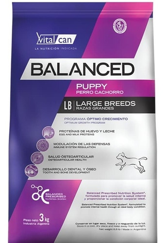 Alimento Vitalcan Balanced Cachorro Large 3kg