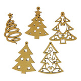 Adornos Navidad Fibrofáci Pack 5 Pinitos De 10cm Para Colgar