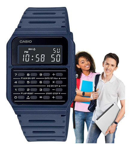 Relógio Casio Unissex Calculadora Digital Azul Ca-53wf-2bdf