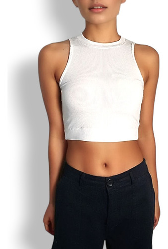 Crop Top Sin Mangas Tela Suave Para Mujer