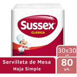 Servilleta Sussex Hoja Simple 30x30 Blanca X 80 Uni.