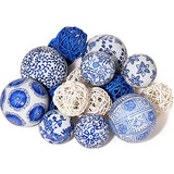 18 Piezas De Bolas De Porcelana Azul Y Blanca Decoraciã...