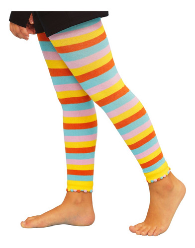 Legging Infantil Listrada Arco-íris Colorida Rosa Algodão