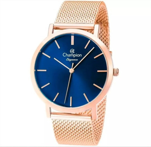 Relógio Champion Feminino Rose Com Fundo Azul Cn20819a 
