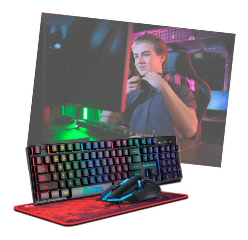 Combo 3en1 Para Gamer Teclado/mouse C/luz Y Mouse Pad Daewoo