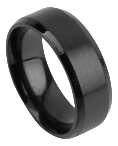 Anel Aliança Masculino Feminino Preto Titânio Aço Inox 8mm