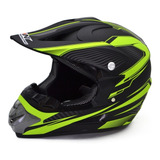 Casco Cerrado Motocicleta Negro Verde Limon Moto Cross Dot