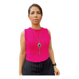Blusa Feminina Tricô Modal Crochê Básica Elegante Premium